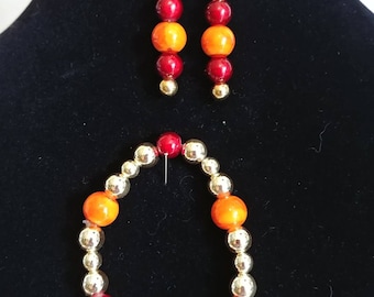 New, Handmade, Virginia Tech Colors, Hokies, Necklace, Bracelet, and Earrings set (13ab)
