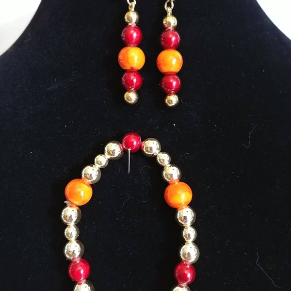 New, Handmade, Virginia Tech Colors, Hokies, Necklace, Bracelet, and Earrings set (13ab)