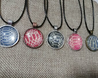 1" Round Snake Skin Pendant with 20" Cord #8