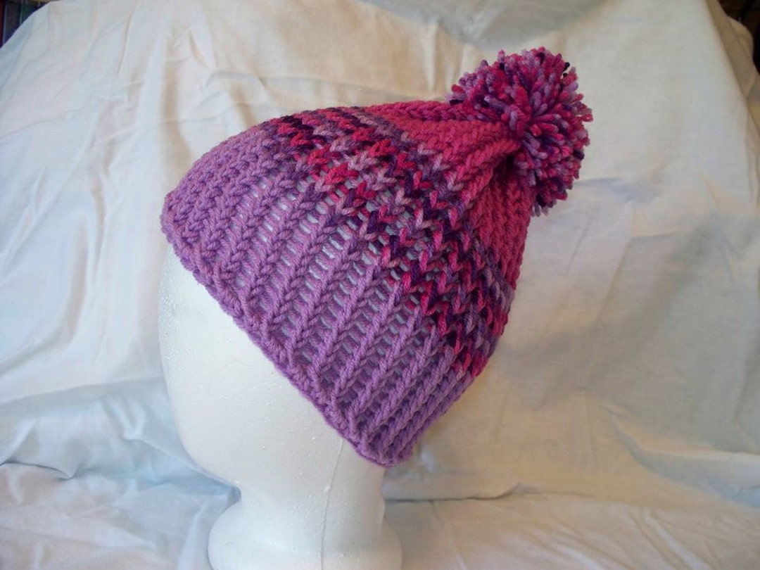 Loom Knit Slouch Hat Fits Kids to Adults Etsy