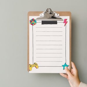 Set de papelería totalmente genial de los 90 // Papel rayado con estética retro // Papel de carta con temática vintage, Bloc de notas nostálgico de los 90 // Imprimible