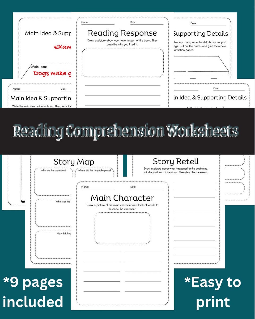 Reading Comprehension Worksheets for Kids – 9 Printable Pages // Story ...