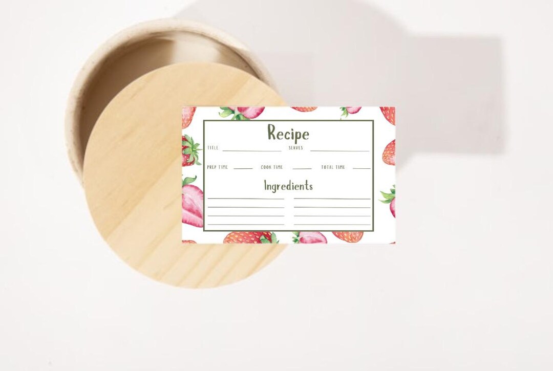 Recipe Card Set // 3 Printable Recipe Cards Lined// Food Themed Index ...