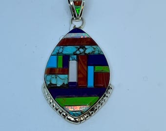 長さ10.5インチの手作りターコイズインレイネイティブアメリカンナバホ