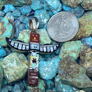 2 Inches Length Handmade Native Zuni Style Multi-stone Inlay Cross Sterling Silver Pendant