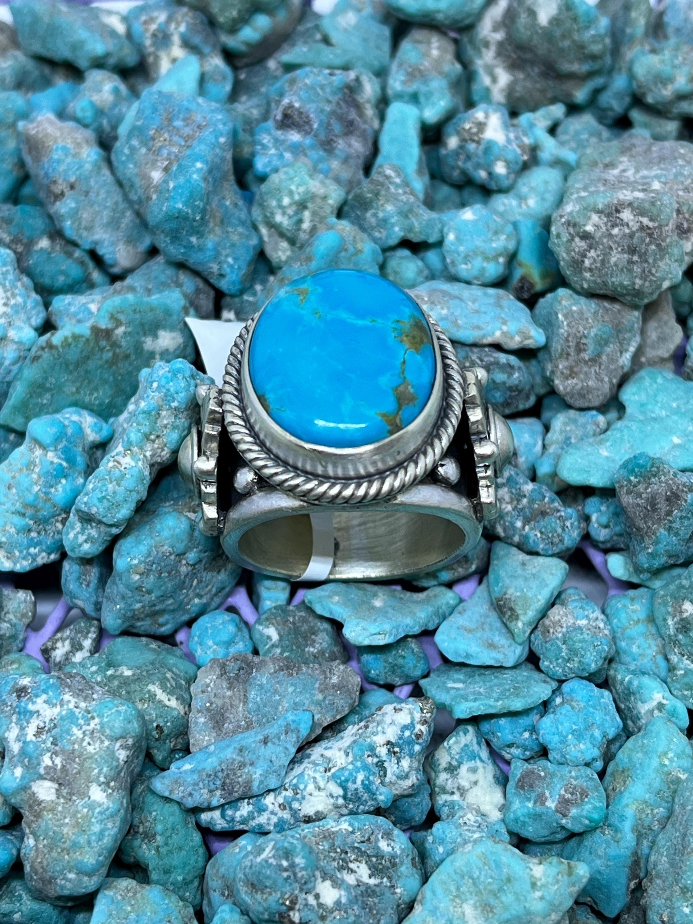 Size9.5us Handmade Zia Oval Turquoise Sterling Silver Ring - Etsy
