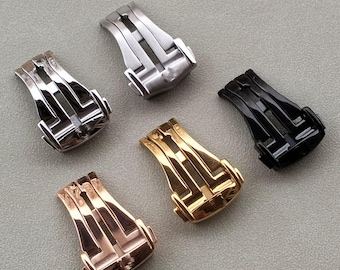 Cierre de correa de reloj de acero inoxidable: 16 mm, 18 mm, 20 mm + herramienta y pasadores