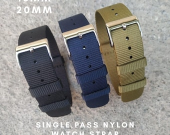 Thin Single Pass Nylon Watch Strap: Durable Military Style Band