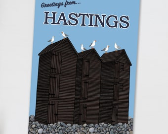 Hastings Net Huts Postcard