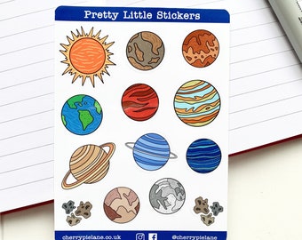 Space Planets Glossy Pretty Little Stickers