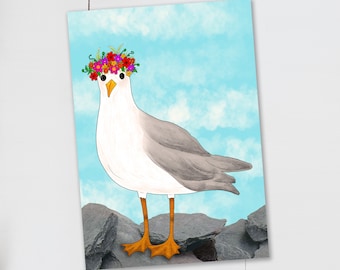 Floral Crown Seagull Postcard