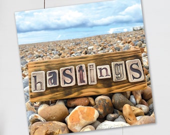 Hastings Natural Wooden Sign Postcard