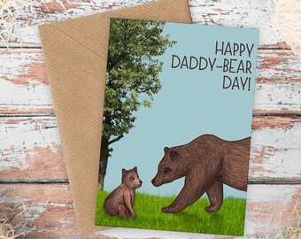 Cute Illustrated Daddy Bear Fathers Day Card