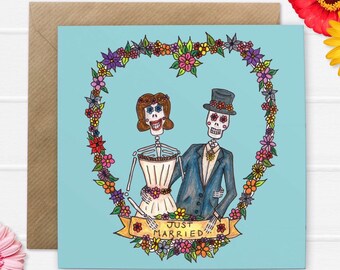 Day of the Dead Bride and Groom Wedding Card