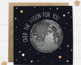 Over the Moon For You Congratulations Card