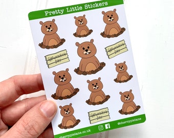 Groundhog Day Glossy Pretty Little Stickers