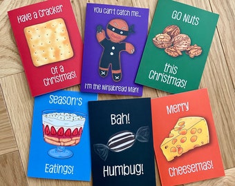 Set of Six Foody Christmas Cards