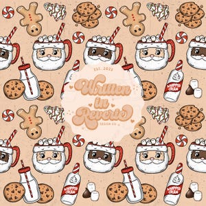 Naadloos kerstpatroon warme cacao: feestelijk digitaal papier (PNG, digitale download)