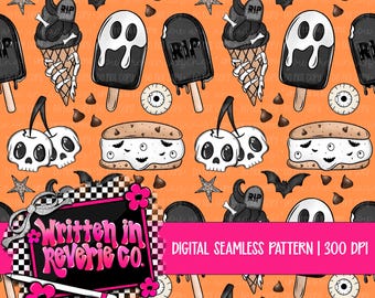 Scary Sweet Summer Treats Seamless Pattern: Digital Download | 300 DPI