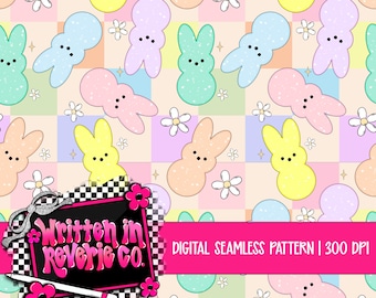 Patrón sin costuras de cuadros de Pascua en tonos pastel: descarga digital, 300 DPI