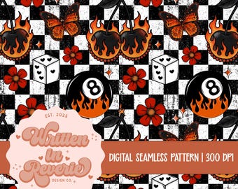 Western Flames Seamless Pattern: Digital Paper for Crafts (PNG, 300 DPI) (Digital Download)