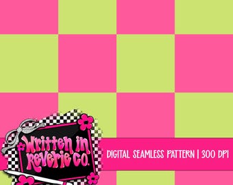 Pink and Green Checkered Seamless Pattern | Swim Safe | 300 DPI