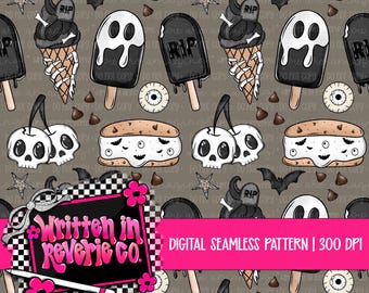 Scary Sweet Summer Treats Neutral Seamless Pattern: Digital Download | 300 DPI