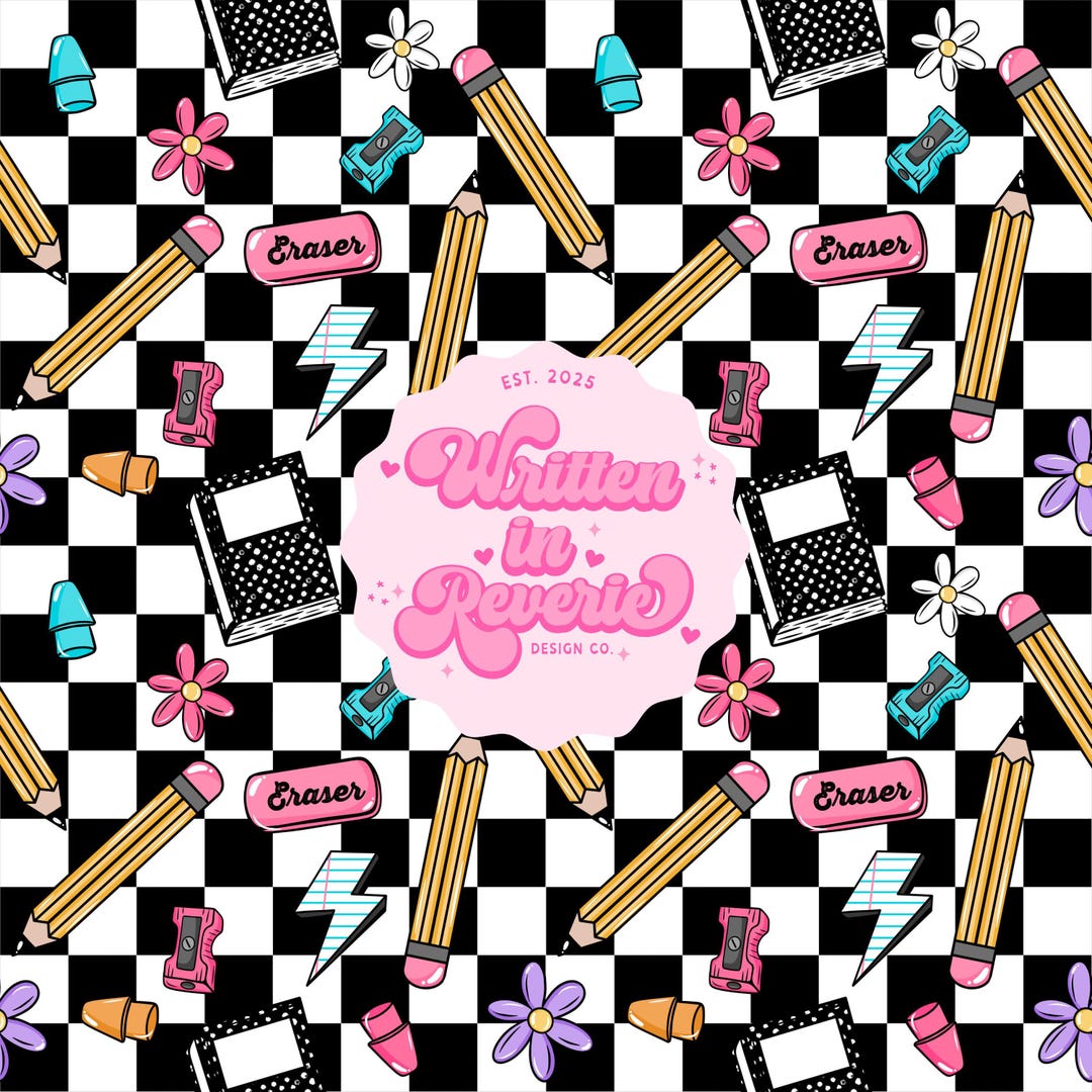 Checkered Back to School Pattern: Seamless PNG File (instant Download ...