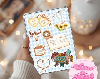 Colagem de adesivos de romance de cowboy | Encarte digital para impressão no Kindle | Vários tamanhos disponíveis!