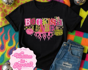 Bookish Babe PNG: Ransom Note Graphic Tee Design (Digital Download)