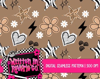 Edgy Neutral Stamps Girly Grunge Seamless Pattern (PNG, 300 DPI) (Digital Download)