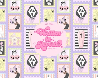 Pastel Goth Halloween Seamless Pattern | Spooky PNG (Digital Download