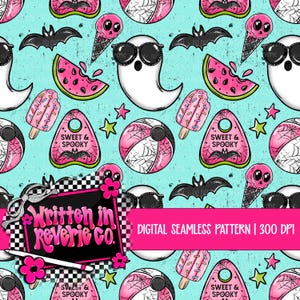 Sweet and Spooky Summer Ghost Seamless: Creepy Surface Pattern | Digital Download | 300 DPI