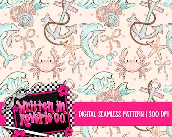 Preppy Polka Dots Beach Seamless: Summer Surface Pattern | Digital Download | 300 DPI
