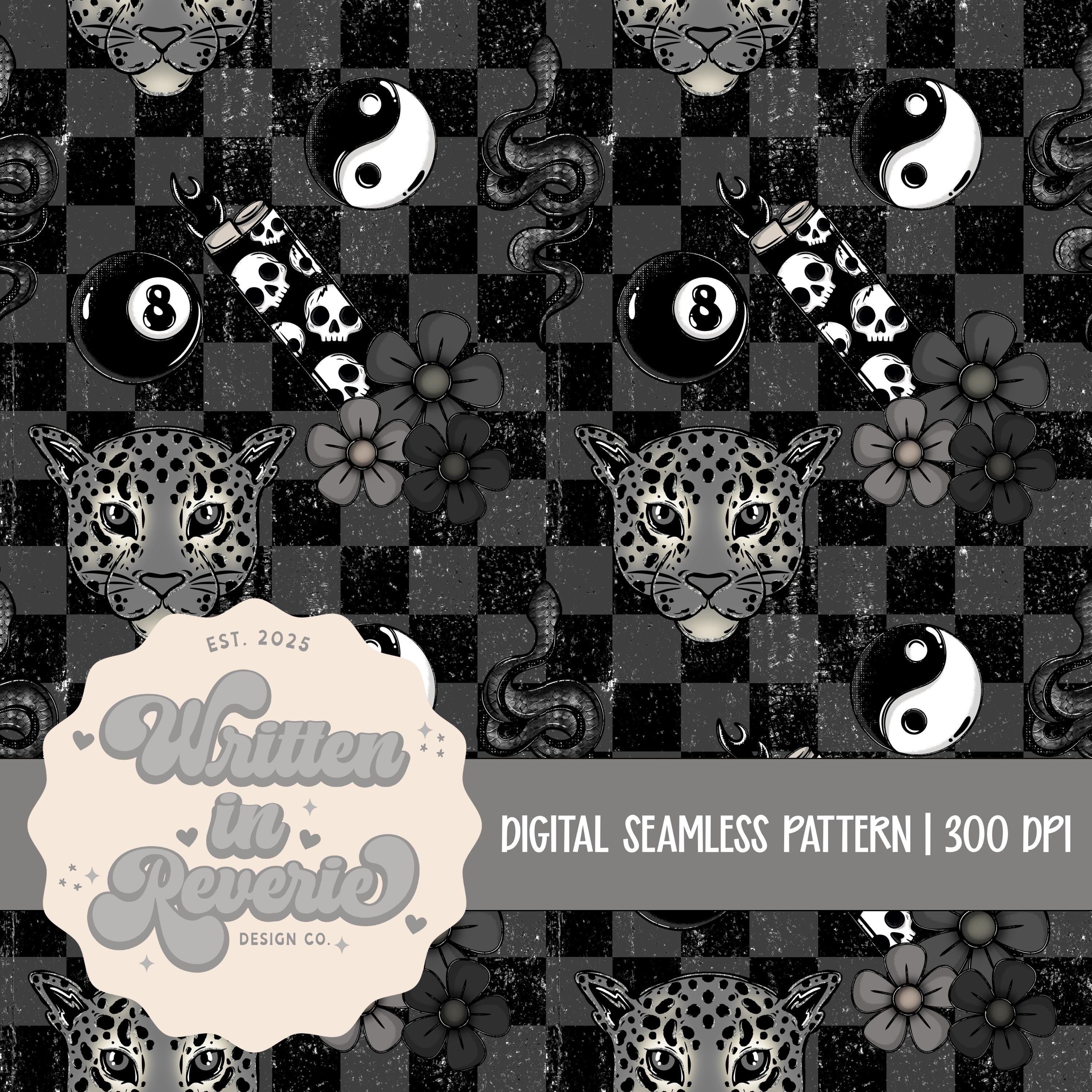 Mono Edgy Grunge Seamless Pattern: Digital Paper (PNG, 300 DPI ...