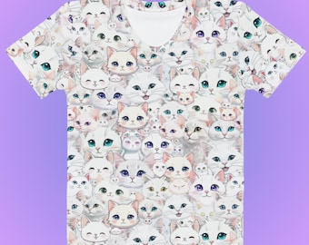 Kawaii Cat All Over Print Anime Damen T-Shirt - Niedlicher wunderlicher Stil