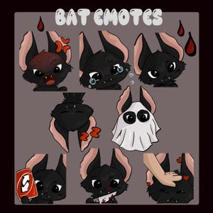 Bat Emotes Cute Halloween Twitch Emotes Spooky and Goth Streaming Icons Multi-Color Emo & Goth Style