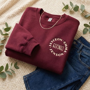 Personalized Embroidered Mama Sweatshirt With Kids Names