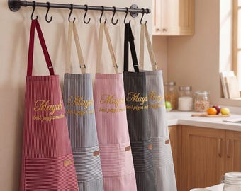 Delantal bordado personalizado - Delantal de cocina personalizado con nombre - Regalo único para chefs, panaderos y amantes de la barbacoa