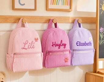 Personalized Striped Toddler Backpack, Custom Name Daycare Bag, Back to School Book Bag