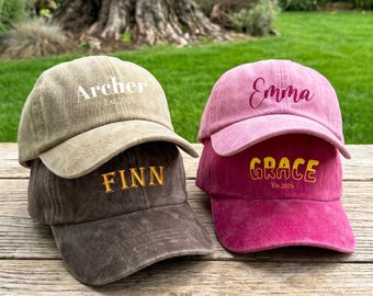 Custom Text Embroidery Hats, Vintage Baseball Hat, Gift For New Dad Mom, Camp Bachelorette Hat, Personalized Saying Cap