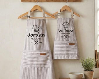 Personalized Embroidered Apron Set – Custom Family Baking Gift