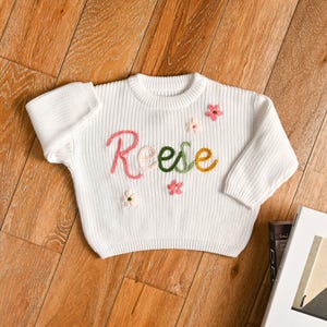Personalized Baby Name Sweater: Hand Embroidered Baby/Toddler Name, Baby Shower Gift, NewBorn Gift, Baby Announcement Gift