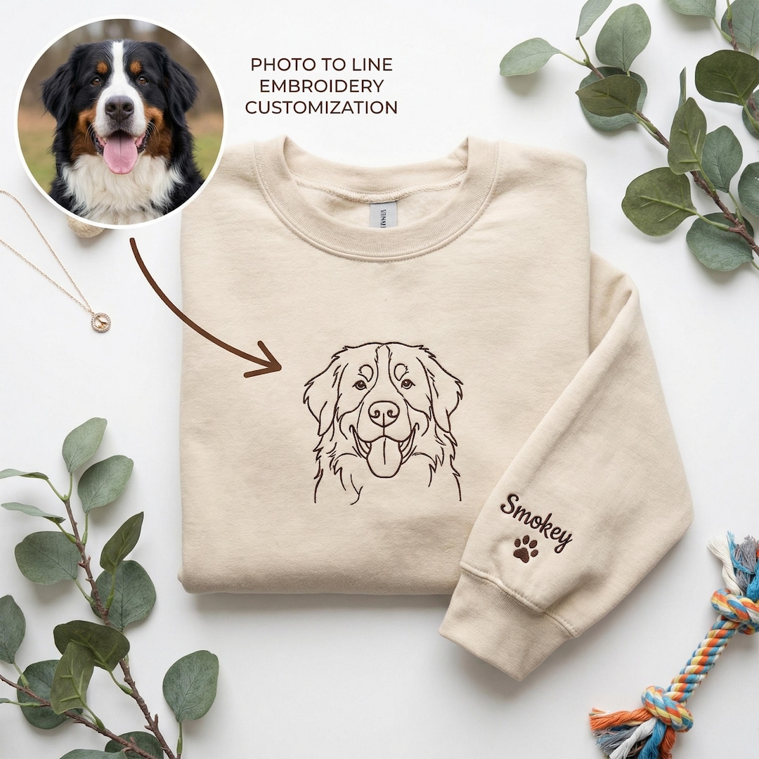 Custom pet embroidered sweatshirt, Personalized Gift for Pet Lovers, dog mom sweatshirt, F