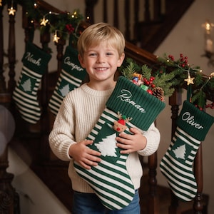 2026 Personalized Christmas Xmas Embroidered Family Name Stockings, Knit Family Christmas Stockings, Holiday Stockings Gifts