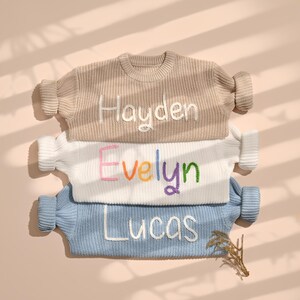 Personalized Baby Name Sweater: Hand Embroidered Baby/Toddler Name, Baby Shower Gift, NewBorn Gift, Baby Announcement Gift