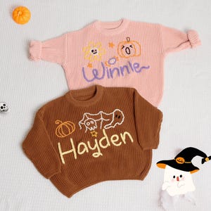 Personalized Embroidered Halloween Baby Sweater: Custom Name Gift