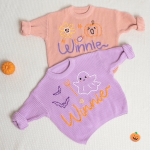 Personalized Baby Girl Halloween Sweater: Custom Name Toddler Costume