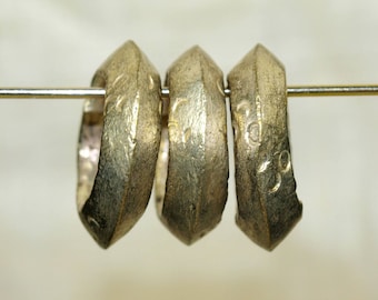 Set of Three Traditional Hair Rings from Ethiopia with Silver finish, MET1014