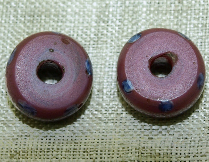 Awesome Glass Trade Beads Pink Polka Dot Discs From Etsy